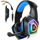 Gaming Headphones 3.5mm RGB Colourful Luminous - Black blue