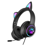 Gaming Headphones Cat ear design, cute and fashionable - Black