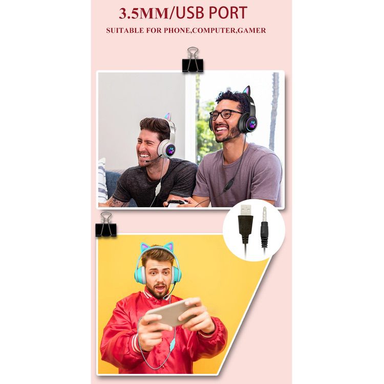 Gaming Headphones Cat ear design, cute and fashionable - Dark Blue