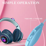Gaming Headphones Cat ear design, cute and fashionable - Dark Blue