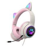 Gaming Headphones Cat ear design, cute and fashionable - Grey