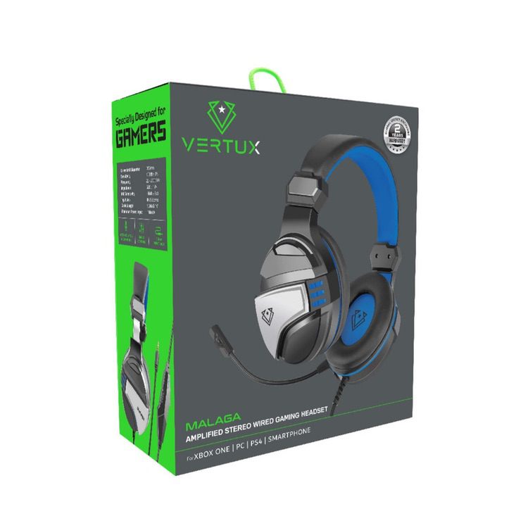 Gaming Headphones Over-Ear Wired Amplified Stereo VERTUX - Blue