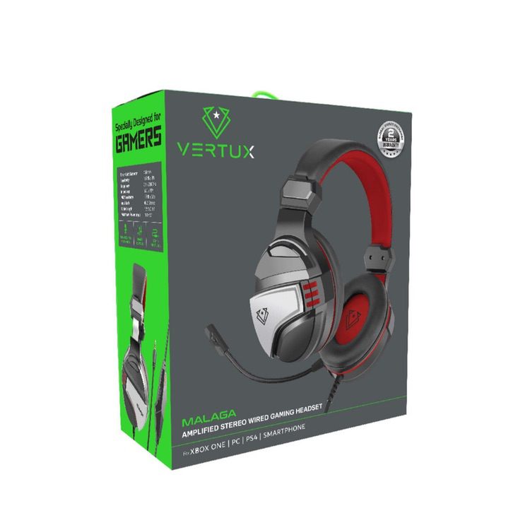 Gaming Headphones Over-Ear Amplified Stereo VERTUX - Red