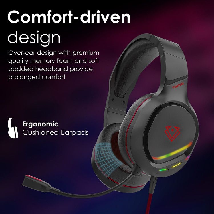 Gaming Headphones Over-Ear Wired Ergonomic Noise Isolating VERTUX