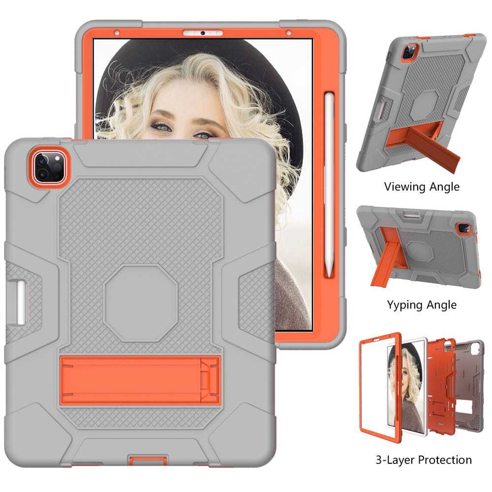 iPad Pro 12.9 4th Generation 2020 Case Shockproof Protective - Grey Orange