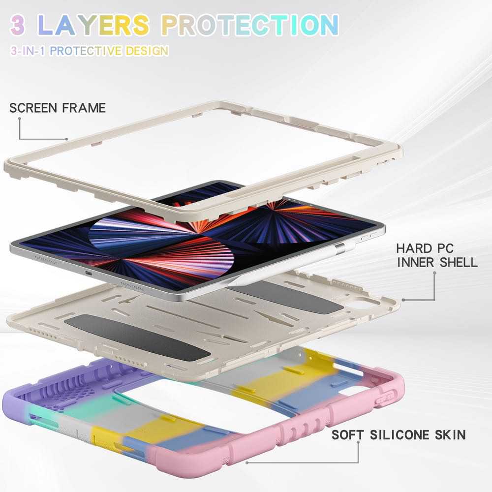 iPad Pro 12.9 2022 / 2021 Case Shockproof 3-Layer Protection - Colourful