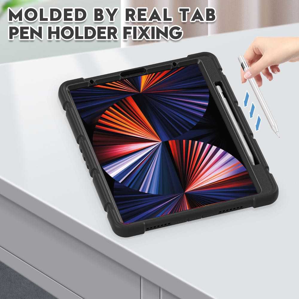 iPad Pro 12.9 2022/2021 Case Shockproof 3-Layer Protection - Black