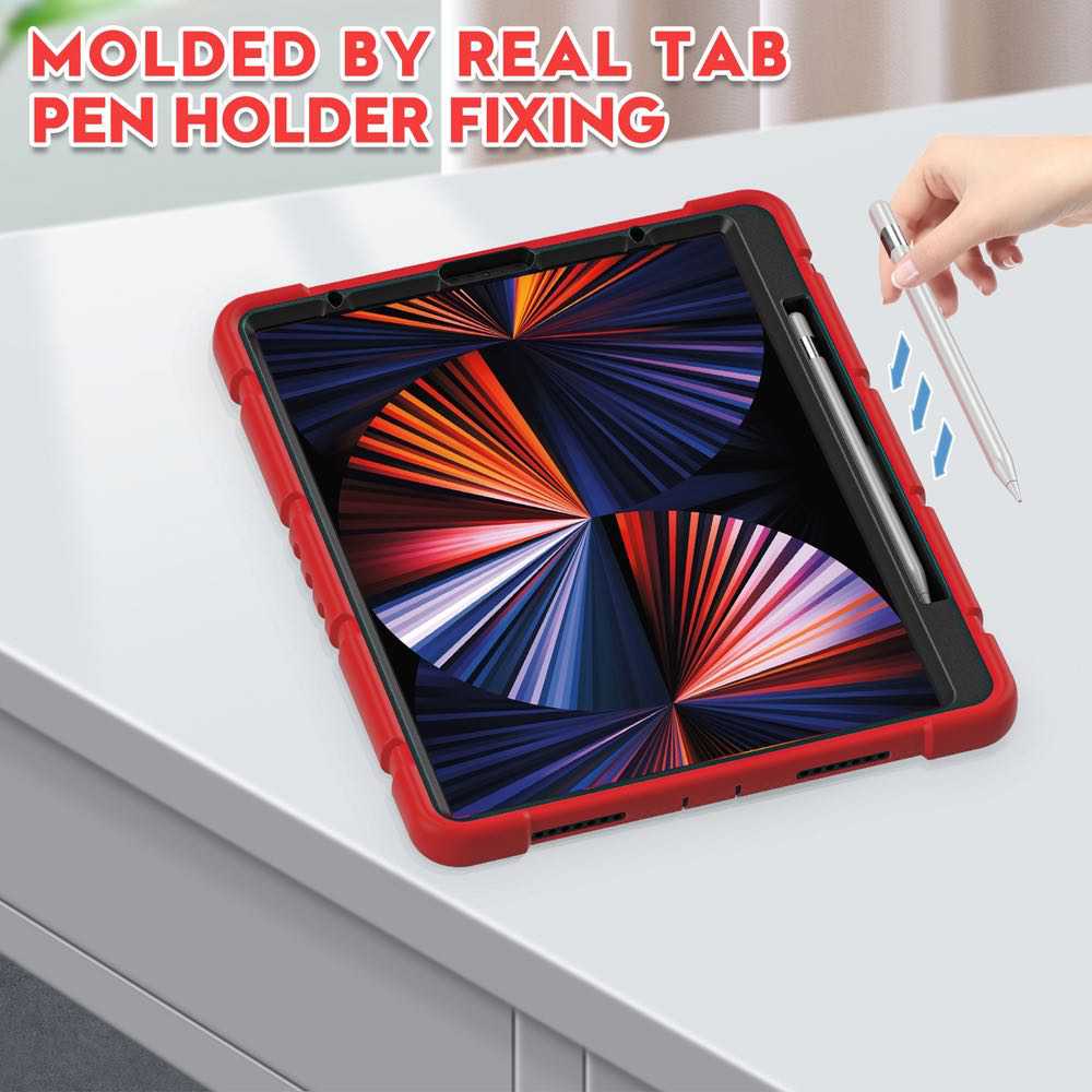 iPad Pro 12.9 2022/2021 Case Shockproof 3-Layer Protection - Red