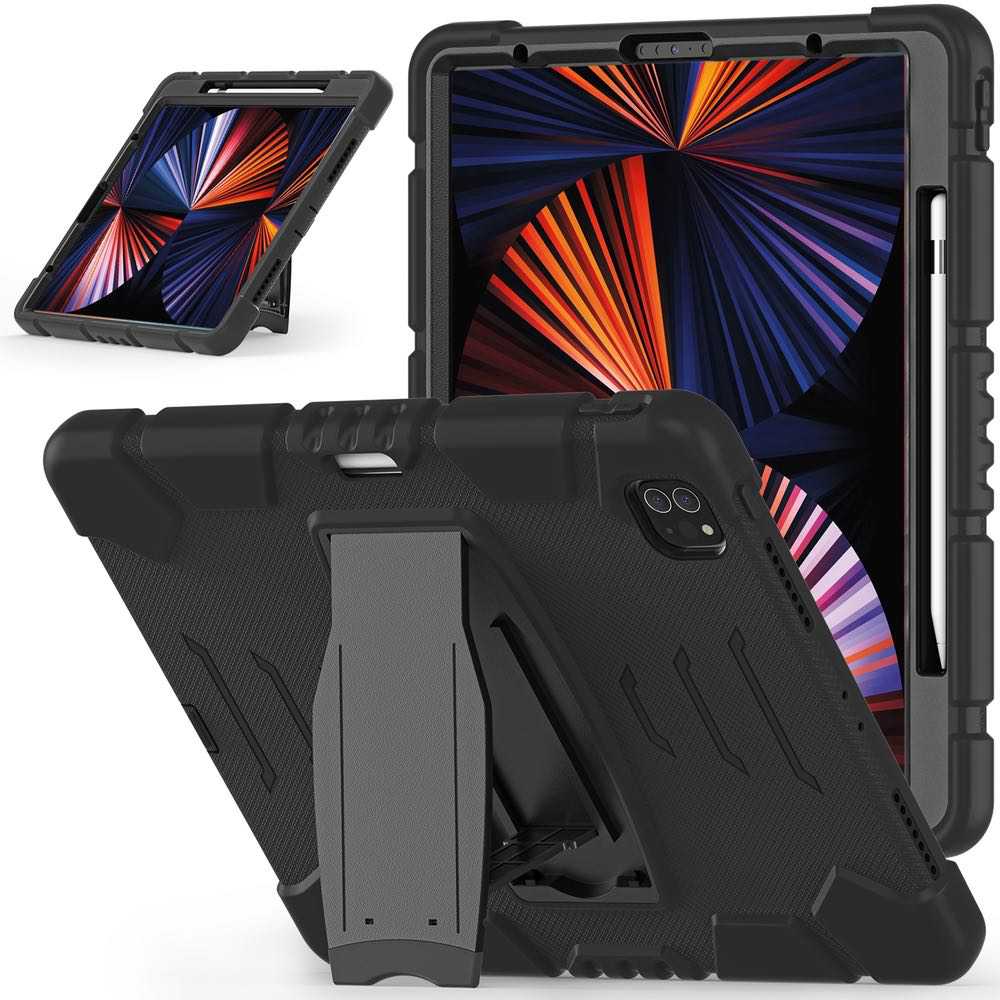 iPad Pro 12.9 2022/2021 Case Shockproof 3-Layer Protection - Black