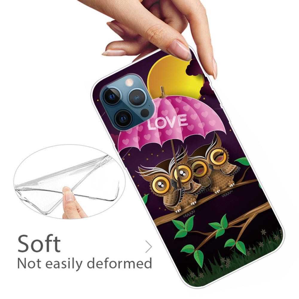 Couple Owls Printing Design Soft TPU iPhone 12/iPhone 12 Pro Case