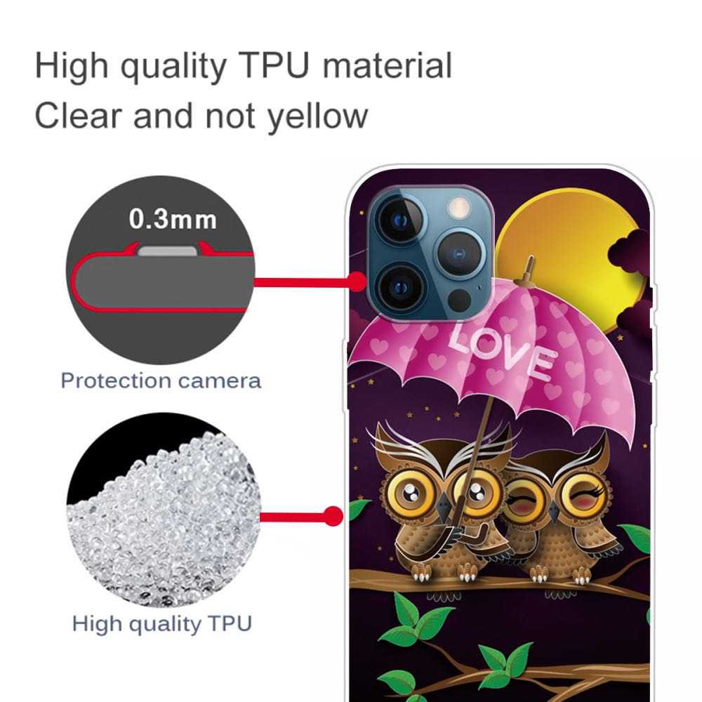 iPhone 12 / iPhone 12 Pro Case With Soft TPU - Couple Owls Printing
