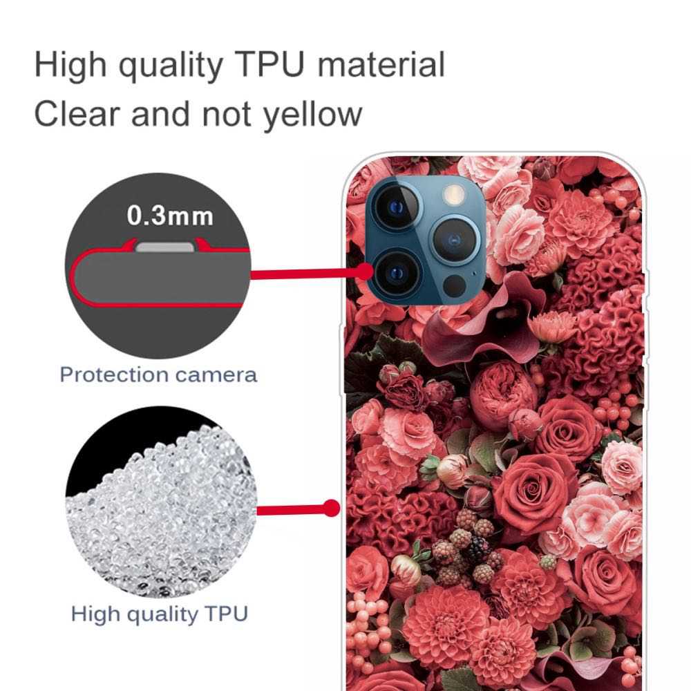 iPhone 12 / iPhone 12 Pro Case With Soft TPU - Rose Printing