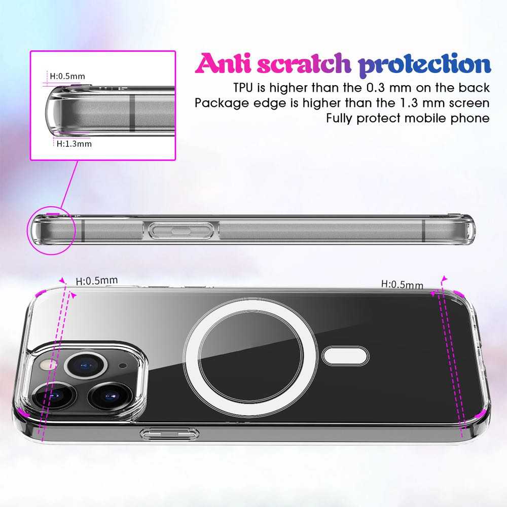 iPhone 13 Pro Max Case MagSafe Magnetic Ring - Transparent