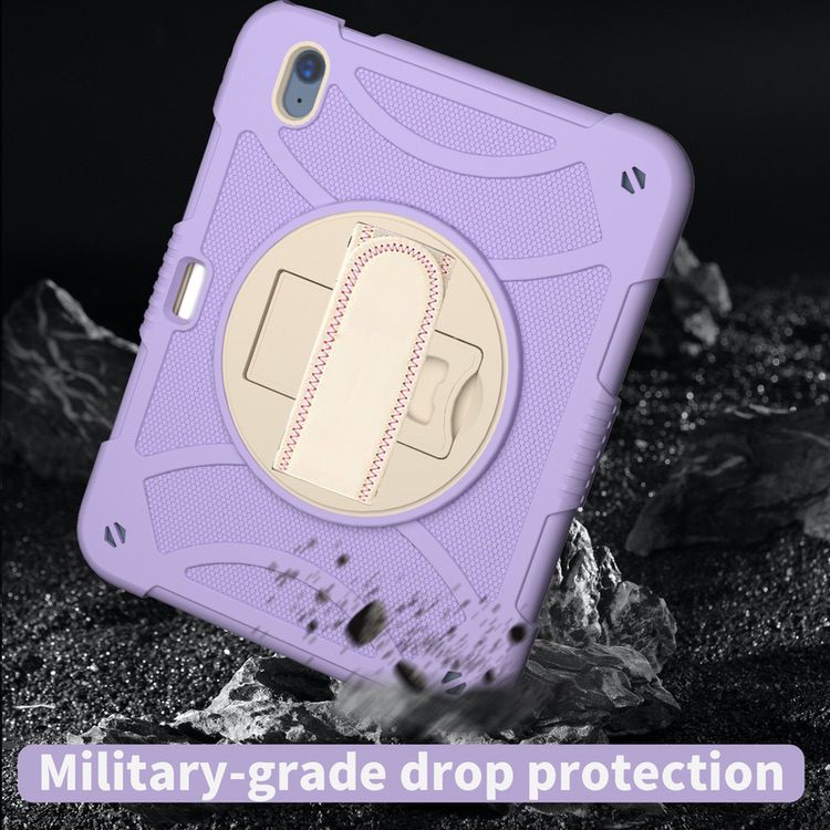 iPad 10 2022 Case Shockproof With Pen Slot & Shoulder Strap - Purple
