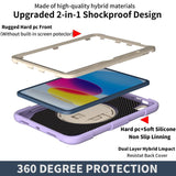 iPad 10 2022 Case Shockproof With Pen Slot & Shoulder Strap - Purple