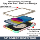 iPad 10 2022 Case Shockproof With Pen Slot & Shoulder Strap - Colourful