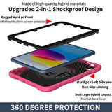 iPad 10 2022 Case Shockproof With Pen Slot & Shoulder Strap - Rose Red