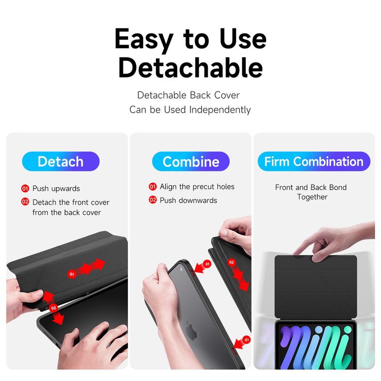 iPad Mini 6 Case DUX DUCIS MAGI Series Detachable - Black