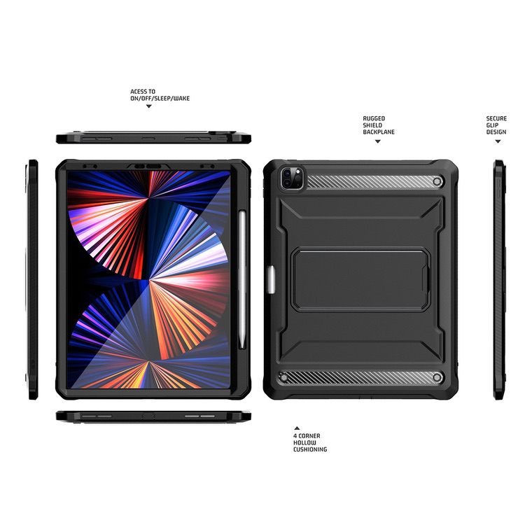 iPad Pro 12.9 2022/2021/2020/2018 Case Shockproof - Black