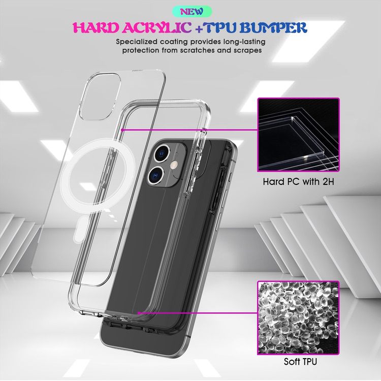 iPhone 12 Mini Case MagSafe Magnetic Ring - Transparent – CellMart