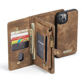 iPhone 13 Case CASEME 008 Multi-slot Detachable Wallet - Brown