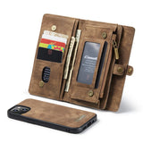 iPhone 13 Case CASEME 008 Multi-slot Detachable Wallet - Brown