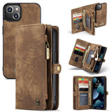 iPhone 13 Case CASEME 008 Multi-slot Detachable Wallet - Brown
