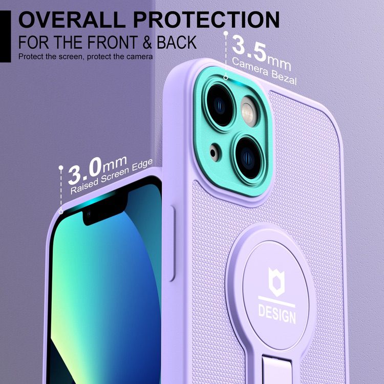 iPhone 13 Case Shockproof Protective With Stand - Purple + Light Green
