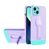 iPhone 13 Case Shockproof Protective With Stand - Purple+Light Green