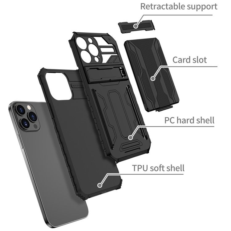 iPhone 13 Pro Max Case Armor With Card Slots - Black