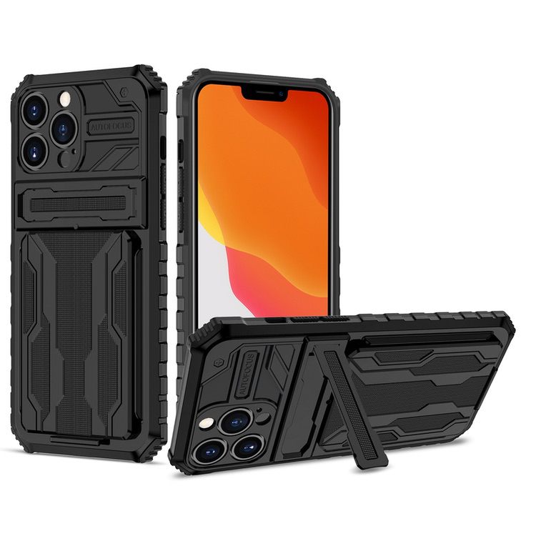 iPhone 13 Pro Max Case Armor With Card Slots - Black