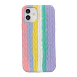 iPhone 13 Pro Case Herringbone Texture - Rainbow Pink