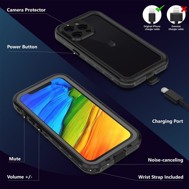 iPhone 13 Pro Case Redpepper IP68 Waterproof Shockproof - Black