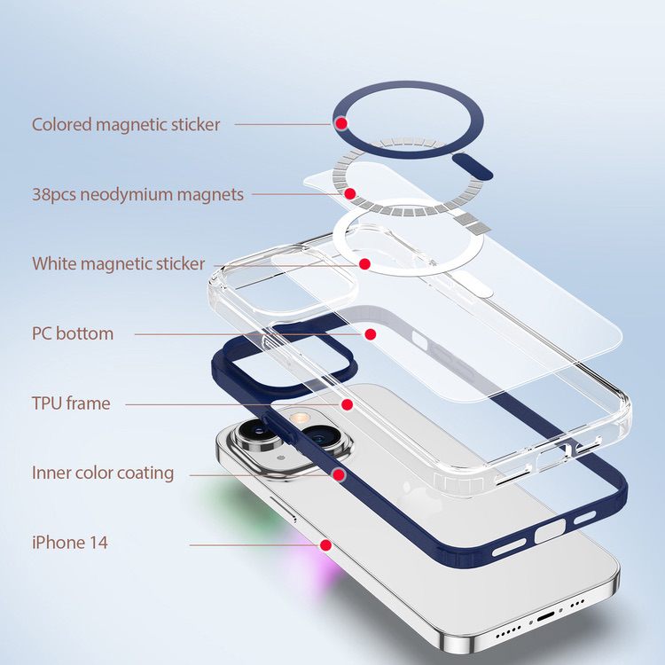 iPhone 14 Case DUX DUCIS Clin2 Series Clear MagSafe - Blue