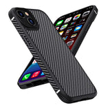 iPhone 14 Case iPAKY Carbon Fiber Texture Shockproof - Black