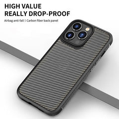 iPhone 14 Case iPAKY Carbon Fiber Texture Shockproof - Black