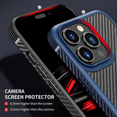 iPhone 14 Case iPAKY Carbon Fiber Texture Shockproof - Black