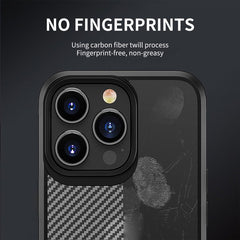 iPhone 14 Case iPAKY Carbon Fiber Texture Shockproof - Black