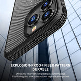 iPhone 14 Case iPAKY Carbon Fiber Texture Shockproof - Black
