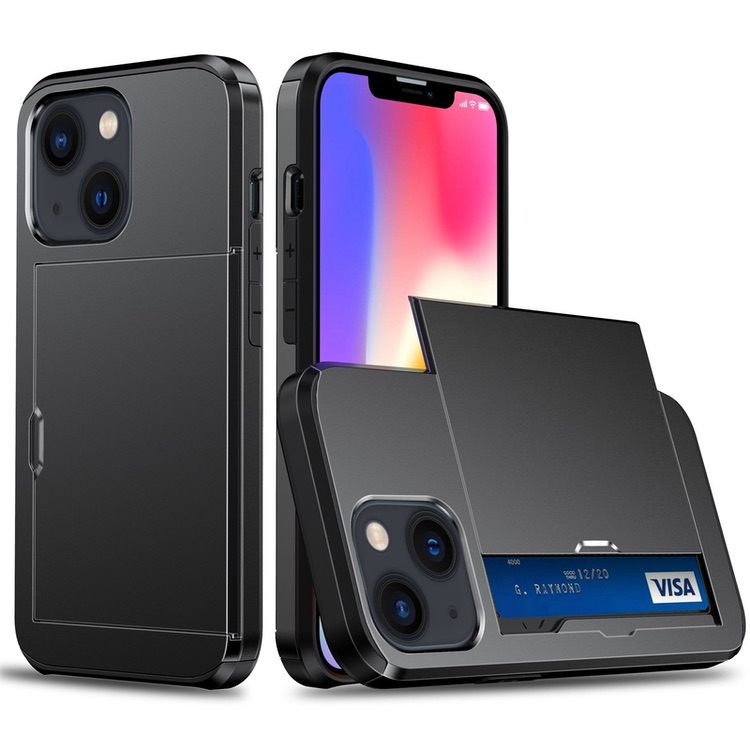 iPhone 14 Case Shockproof Armor with 2 Card Slots - Black