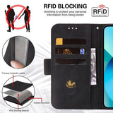 iPhone 14 Plus Case Embossing Stripe RFID Secure Wallet - Black