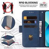 iPhone 14 Plus Case Embossing Stripe RFID Secure Wallet - Blue