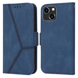 iPhone 14 Plus Case Embossing Stripe RFID Secure Wallet - Blue