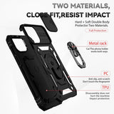 iPhone 14 Plus Case With Camera Shield Cover & Ring Holder - Black