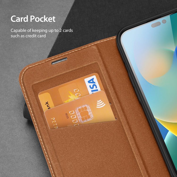 iPhone 14 Pro Case DUX DUCIS Skin X2 Secure Wallet - Brown