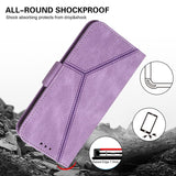 iPhone 14 Pro Case Embossing Stripe RFID Secure Flip Wallet - Purple
