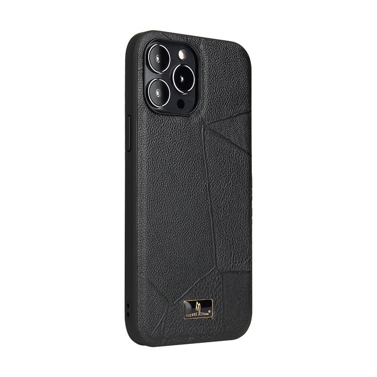 iPhone 14 Pro Case Fierre Shann Leather Texture - Black
