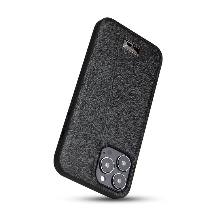 iPhone 14 Pro Case Fierre Shann Leather Texture - Black