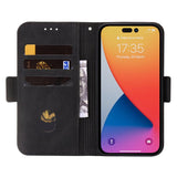 iPhone 14 Pro Max Case Embossing Stripe RFID Secure Wallet - Black