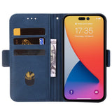iPhone 14 Pro Max Case Embossing Stripe RFID Secure Wallet - Blue